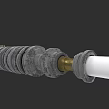Weapon Mechanical Component Featuring Spiral Structure Golden Connector And White Rod