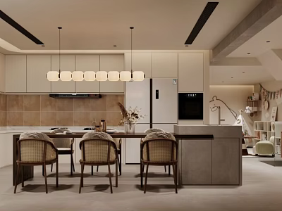 Villa Basement Wine Bar Island Kitchen 3d model