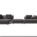 Gray Sectional Sofa with Multiple Neutral Tones Pillows in Modern Sleek Design 3d model