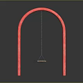 Red Arched Frame Swing Set with Two Wooden Seats for Outdoor Playground Equipment