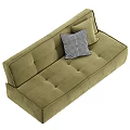 Modern Olive Green Two Seater Sofa With Checkered And Solid Pillows Tufted Design 3d model