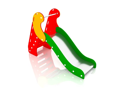 Colorful Children's Play Slide With Red Yellow Green Design And White Dots 3d model