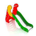 Colorful Children's Play Slide With Red Yellow Green Design And White Dots