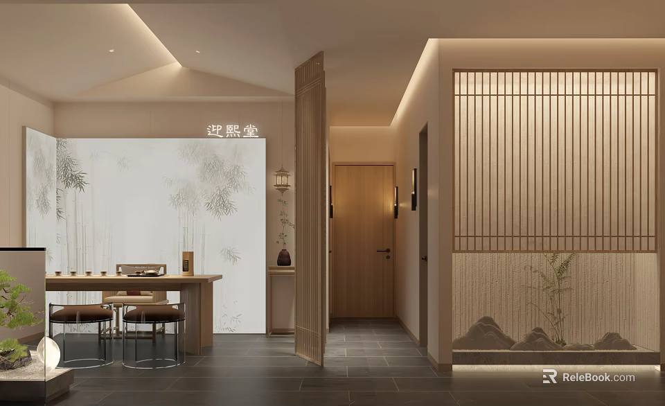 Japanese Style SPA Sauna With Zen Wooden Decor And Serene Atmosphere 3d model 