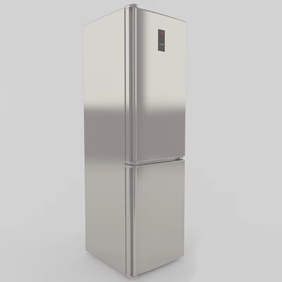 Stainless Steel Double Door Refrigerator Freezer With Modern Sleek Design For Home Kitchen 3d model
