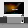 Modern Living Room Interior TV Stand With Black Gray Design Metal Legs Storage Entertainment Setup