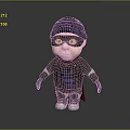 3D Cartoon Character Wearing Gray Beanie Mask Gray Outfit Dollar Sign Cape And White Shoes
