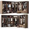 Modern Wooden Dresser with Hanging Folded Clothes Storage Bags and Shoes