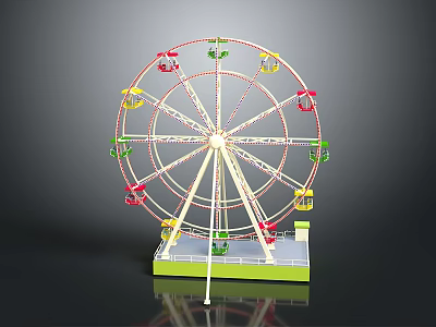 Kids Colorful Ferris Wheel Toy Model With Bright Seats And Stable Base 3d model