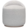 White Plush Ottoman with Curved Design Modern Home Comfortable Seating Furniture