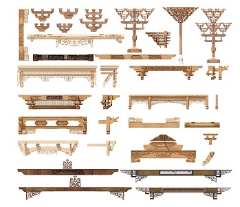 ancient building components bucket arch mortise and tenon structure bucket arch composite building structure carved cross beam wooden beam structure 3d model