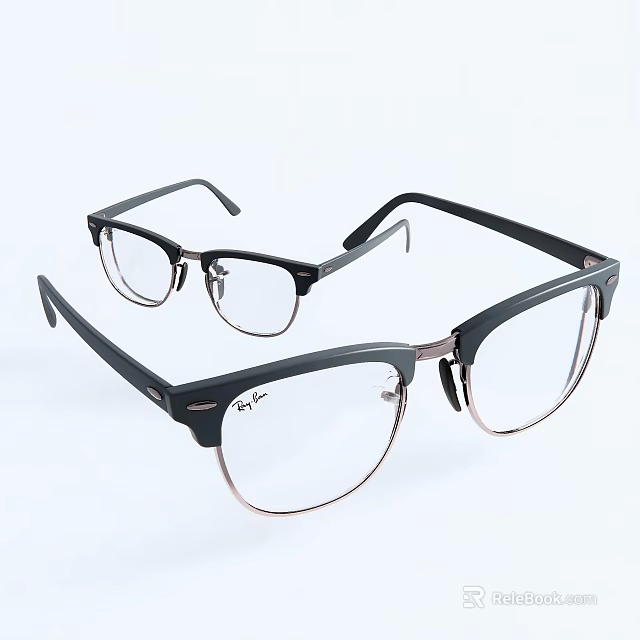 Stylish Black Frame Eyeglasses With Clear Lenses And Modern Design 3d model 