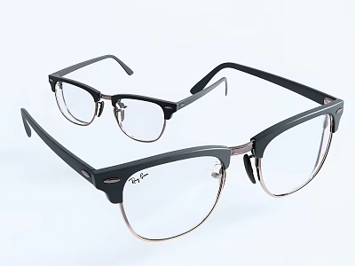 Stylish Black Frame Eyeglasses With Clear Lenses And Modern Design 3d model