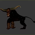 Fierce Minotaur 3D Character With Large Horns Muscular Body Ape Like Posture And Clawed Hands