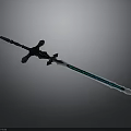 Fantasy Weapon Blue Blade Sword With Black Decorative Hilt And Glowing Design