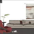 Double Sofa Single Sofa Carpet Floor Lamp Coffee Table Sofa Set 3d model