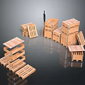 Wooden Pallets Arranged in Circular Formation with Small Figure in Center