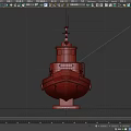 MB-74 Model Ship With Black Chimney Gray White Body And Red Lifebuoys On Wooden Base