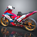 Yamaha Sport Motorcycle With Red White Blue Color And Gold Alloy Wheels