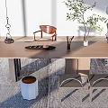 Modern Tea Table and Chair Tea Table Tea Table Tea Set 3d model
