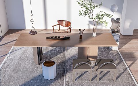 Modern Tea Table and Chair Tea Table Tea Table Tea Set 3d model