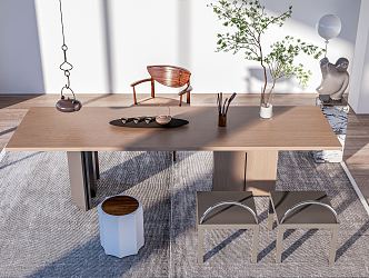 Modern Tea Table and Chair Tea Table Tea Table Tea Set 3d model