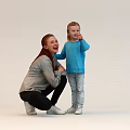 Group of People Including Adults and Children Interacting in White Background Setting