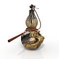 Exquisite Sculpture Carving With Hollowed Gourd Shape Red Cord And Intricate Patterns