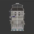 Cartoon Scene Of A Multi Story Building With Neon Signs Windows And Balconies