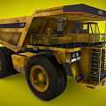 Large Yellow Dump Truck With Big Tires Cab And Ladder Structure