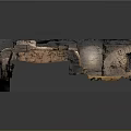 Ancient Ruins Model Display With Stone Structures And Illuminated Cave Design
