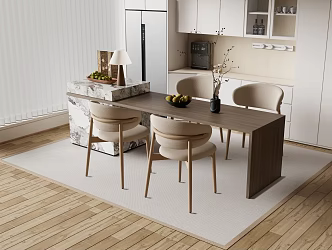 Modern Western Kitchen Bar Nakajima Dining Table and Chair Dining Island Table 3d model
