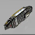 Cosmic Aerospace Spacecraft Design With Yellow Panels And Black White Striped Exterior
