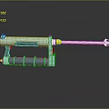 Blue Green Plastic Injection Tool With Yellow Component Cylindrical Handle And Metal Tip