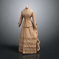 Elegant Vintage Button Front Dress With High Collar Long Sleeves Ruffled Skirt