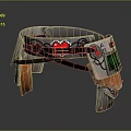 Retro Cyberpunk Grunge Gray Belt Featuring Pixel Art Red Heart Green Digital Display Orange Accents