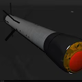 Military Missile Weapon 3D Model Design With Red Nose Cone And Black Tail Fins