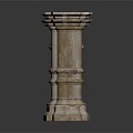 Three Classical Stone Columns With Ornate Carvings And Textured Bases