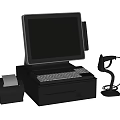 Commercial POS System With Touchscreen Monitor Keyboard Receipt Printer And Barcode Scanner