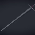 Medieval Sword With Sharp Metal Blade Wooden Handle And Decorative Crossguard