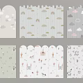 Cute Patterned Wall Panels For Kids Room Decor 3d model