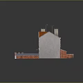 Semi Detached Villa With Red Roof Brick Exterior Two Doors And Front Garden