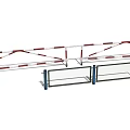 Sturdy Metal Railings With Red White Horizontal Bars And Grid Design Features