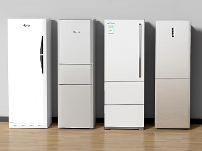 Haier Refrigerators And Freezers Display Different White Silver Styles In Modern Interior 3d model
