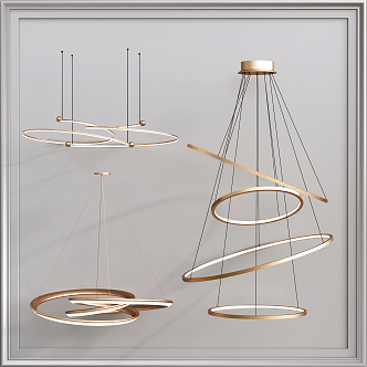 Light luxury chandelier lamp combination 3d model