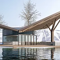 Modern Post Station Public Building Visitor Center Building Exhibition Hall Small Public Building Cafe Building Post Station Building 3d model