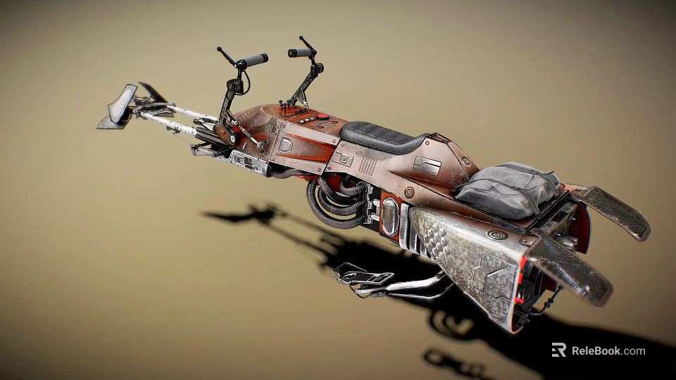 Vintage Industrial Custom Motorcycle With Leather Seat And Metal Frame Design 3d model 