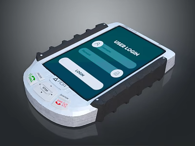 Rugged Handheld Computer with User Login Screen Physical Buttons and Protective Edges 3d model