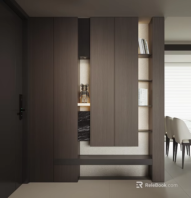 Modern Wooden Shoe Cabinet With Storage Shelves And Minimalist Functional Design 3d model 