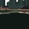 Traditional Ancient Architecture Showcasing Elegant Cornices Tranquil Pond And Stone Bridge